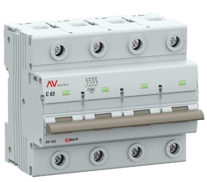 

Автоматический выключатель EKF mcb125-4-63C-av AV-125 4P 63A (C) 10kA AVERES, mcb125-4-63C-av