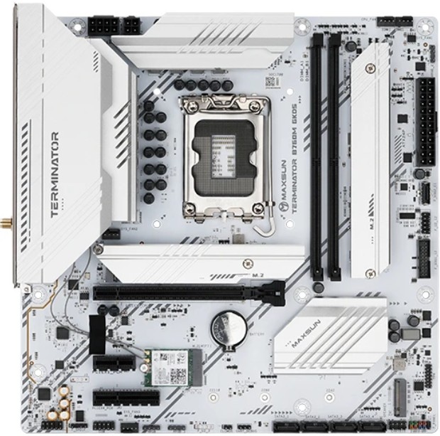 

Материнская плата mATX MAXSUN MS-Terminator B760M GKD5 ICE (LGA1700, B760, 2*DDR5, 4*SATA, 3*M.2, USB 3.2, USB 2.0, Type-C, PCIe, DP, HDMI, mATX, MS-Terminator B760M GKD5 ICE