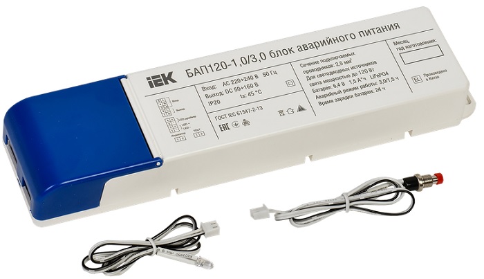 

Блок аварийного питания (БАП) IEK LLVPOD-EPK-120-1H-3H БАП120-1,0/3,0 совмещ. для LED, LLVPOD-EPK-120-1H-3H