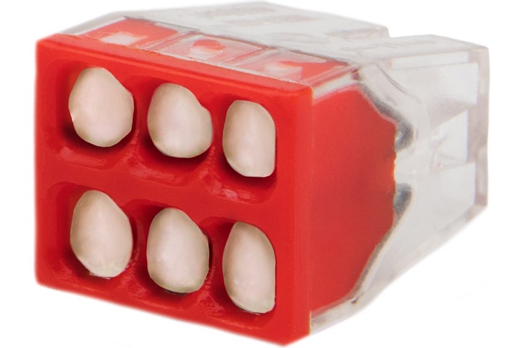 

Клемма Rexant 07-3210 с пастой СМК 2273-246, 6-проводная 0.5-2.5 мм2, прозрачная, 07-3210