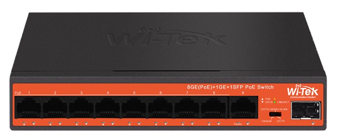 

Коммутатор неуправляемый Wi-Tek WI-PS309GFH PoE 65Вт, 8GE(PoE)+1GE+1SFP, WI-PS309GFH