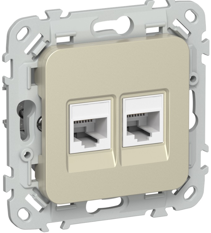 

Розетка компьютерная IEK FI-K22-1-K37 FLITE 2-местная RJ45 категория 5Е UTP РК5е-2-0-ФлШ шампань, FI-K22-1-K37