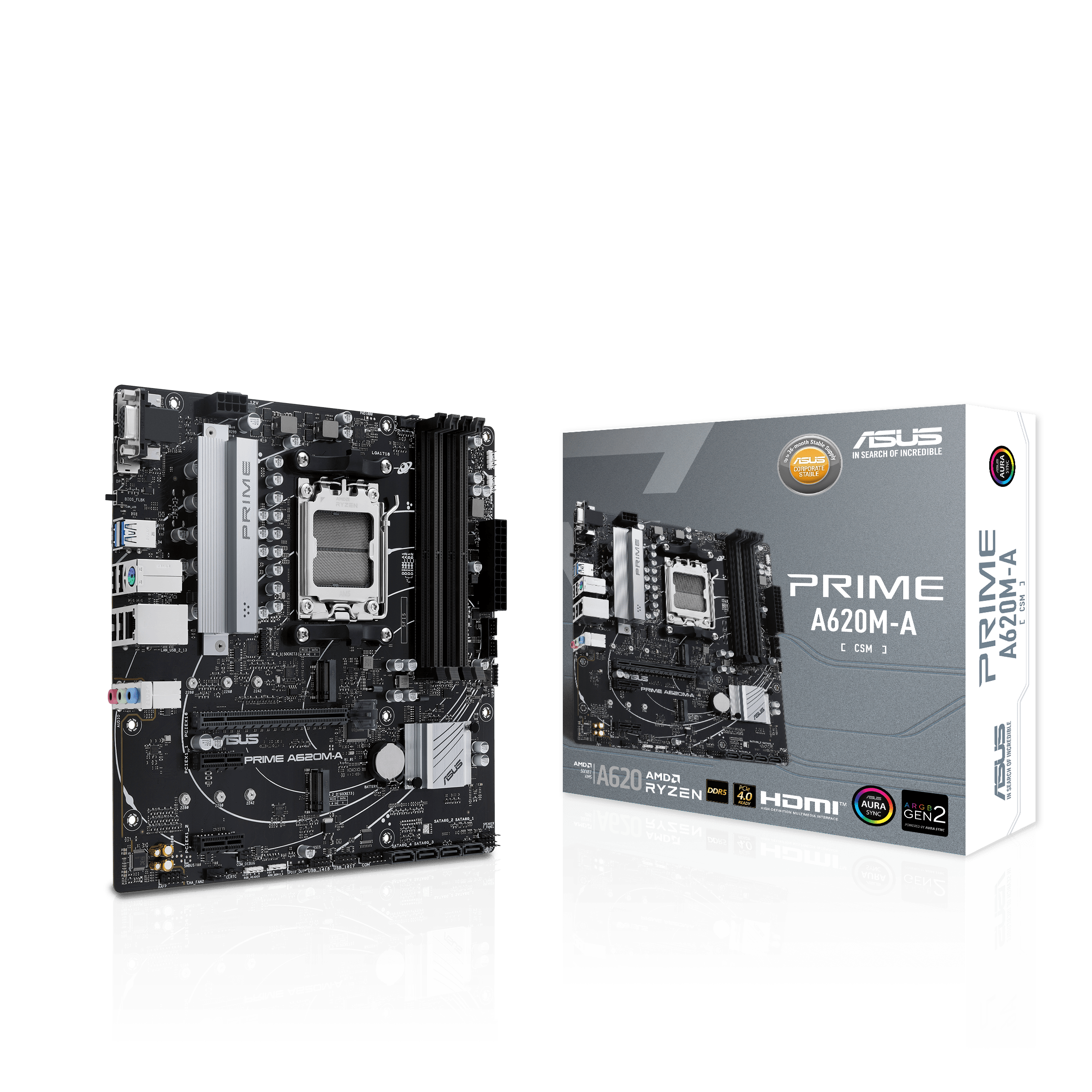 

Материнская плата mATX ASUS PRIME A620M-A-CSM (AM5, AMD A620, 4*DDR5(6400), 4*SATA3, Audio, Gb LAN, USB 3.2, USB 2.0, D-Sub, VGA, HDMI), PRIME A620M-A-CSM