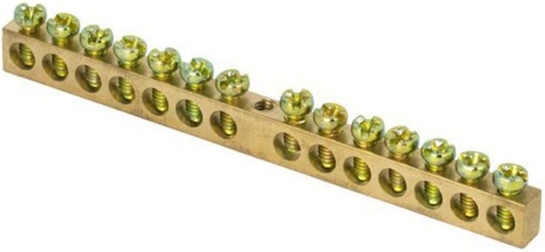 

Шина EKF sn0-63-14-r PEN "ноль-земля" (6x9мм) 14 отв. латунь крепеж по центру розн. стикер, sn0-63-14-r