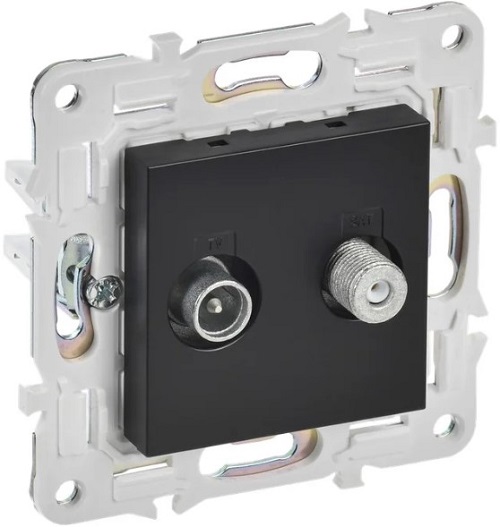 

Розетка телевизионная IEK SK-AF20-O-K02 SKANDY TV+SAT SK-A13Bl черная, SK-AF20-O-K02