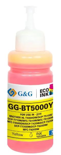 

Чернила G&G GG-BT5000Y ДЛЯ BROTHER HL-T4000DW, DCP-T510W, DCP-T710W, MFC-T810W, MFC-T910DW, MFC-T4500DW, DCP-T420W, DCP-T520W, DCP-T720DW, DCP-T820DW,, GG-BT5000Y