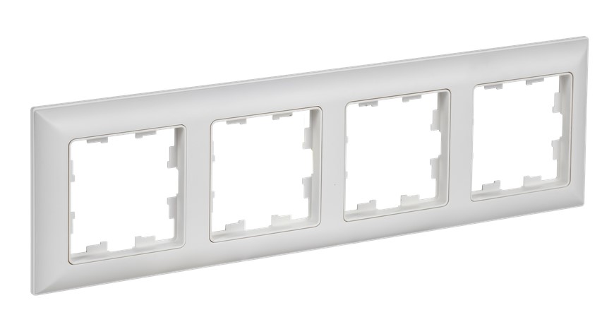 

Рамка четверная IEK BR-M42-12-K91 BRITE РУ-4-БрАБ арктический белый/белый, BR-M42-12-K91