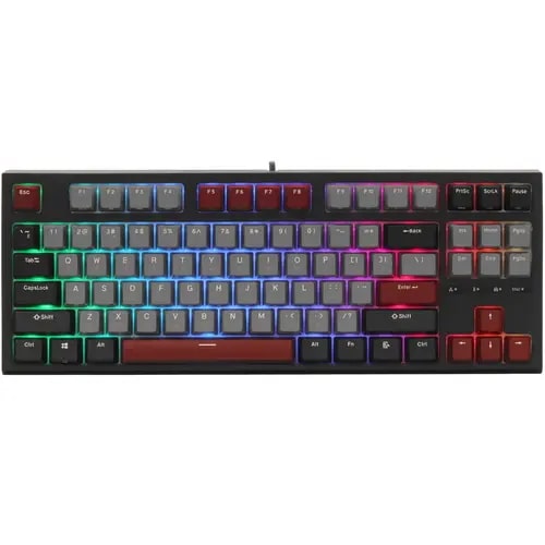 

Клавиатура проводная Royal Kludge RK-R87 6935280825248 без цифрового блока, механическая, съёмный USB-C кабель, 87 клавиш, чёрная (Black/Gray/Red), пе, RK-R87