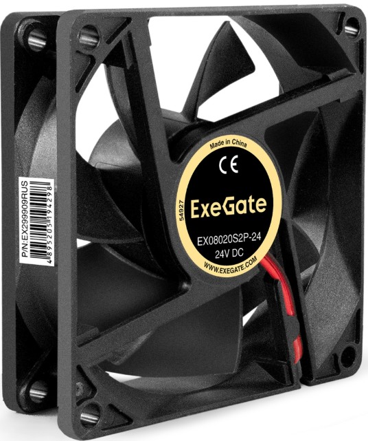 

Вентилятор для корпуса Exegate 24В DC EX08020S2P-24 EX299909RUS 80mm, 3900rpm, 41dBa, 24В DC EX08020S2P-24