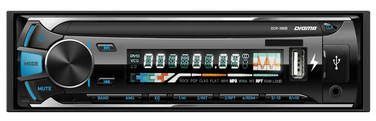 

Автомагнитола Digma DCR-380B 1DIN 4x45Вт, DCR-380B