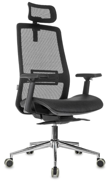 

Кресло Бюрократ MC-912-H руководителя, цвет:черный сетка с подголов. крестов. металл хром, MC-912-H