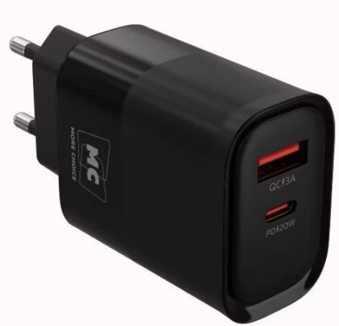 Изображение товара Зарядное устройство More Choice NC81i Black с двумя портами USB и USB-C