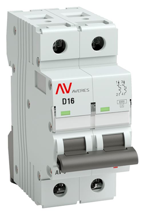 

Автоматический выключатель модульный EKF mcb6-2-16D-av Averes AV-6 (D) 2P 16А 6kA, mcb6-2-16D-av