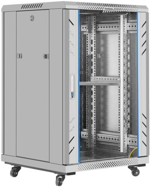 Шкаф напольный 19", 18U Exegate EX300401RUS телекоммуникационный EC-FS-18U.600.600.G.GREY (600x600x987mm (ШхГхВ), передняя дверь закаленное стекло, за