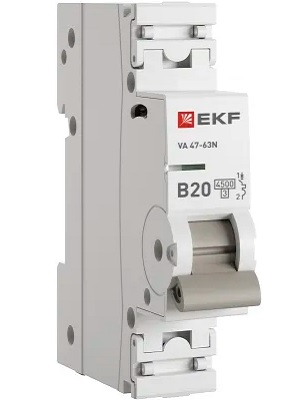 

Автоматический выключатель EKF M634120B 1P 20А (В) 4,5kA ВА 47-63N PROxima, M634120B