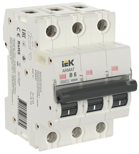 Изображение товара Автоматический выключатель IEK AR-M06N-3-B006 для защиты электросистем 6А
