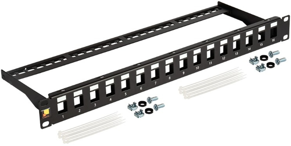 

Патч-панель Lanmaster LAN-PPN16OK-UTP наборная 19", неэкранированная, 16 портов, 1U, с задним органайзером, LAN-PPN16OK-UTP