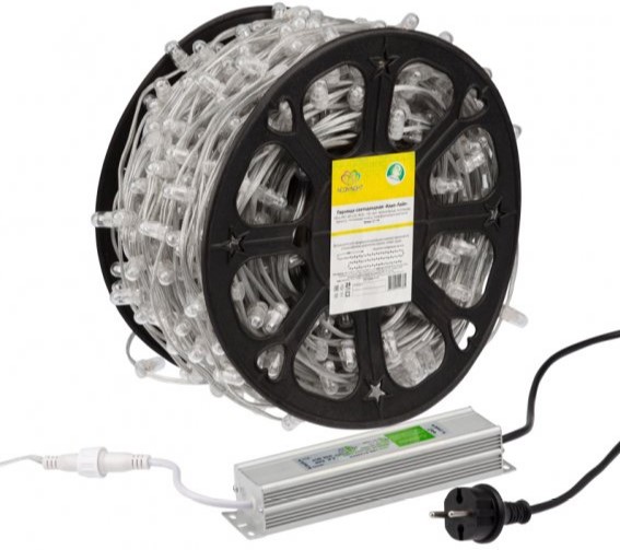 

Гирлянда NEON-NIGHT 325-166 Клип-лайт 12 В, 100 м, прозрачный ПВХ, шаг 150 мм, Flashing, 665 LED (554 теплые белые + 111 Flashing белые) с трансформат, 325-166