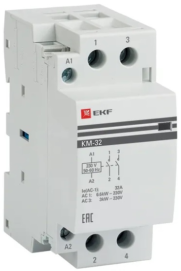 

Контактор EKF km-2-32-20 КМ 32А 2NО (2 мод.), km-2-32-20