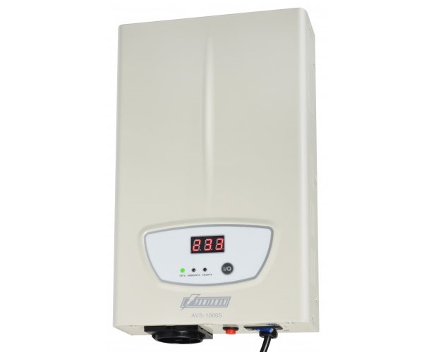 

Стабилизатор Powerman AVS-1000S step-type regulator, digital indicators of voltage levels, 1000VA, 140-260V, max input current 7A, 1 eurosocket, IP-20, AVS-1000S