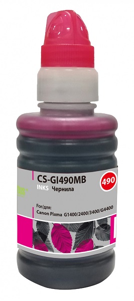 

Чернила для заправки Cactus CS-GI490MB пурпурный 100мл для Canon Pixma G1400/G2400/G3400, CS-GI490MB
