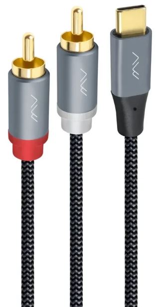 

Кабель акустический Caweon AJ-5M USB-C(M) - 2*RCA(M), 5м, серый, AJ-5M