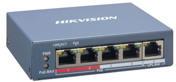 Изображение товара Коммутатор HIKVISION DS‑3E1105P‑EI(O‑STD)V2 управляемый настольный L2