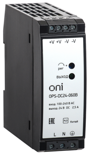 Изображение товара Блок питания ONI OPS-DC24-060B импульсный для промышленности 24 В 60 Вт