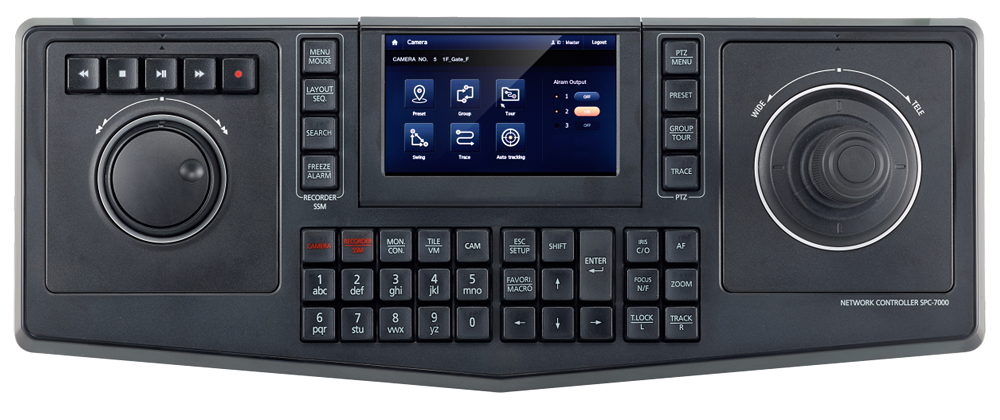 

Пульт Wisenet SPC-7000 сетевой универсальный с джойстиком, клавиатурой и прокруткой по архиву; поддержка IP камер, аналоговых регистраторов и аналогов, SPC-7000