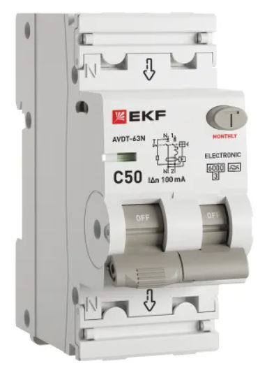 Изображение товара Автоматический выключатель EKF D63N26EA50C100 с дифференциальной защитой