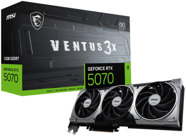 Изображение товара Видеокарта MSI GeForce RTX 5070 VENTUS 3X OC для игр и мультимедиа
