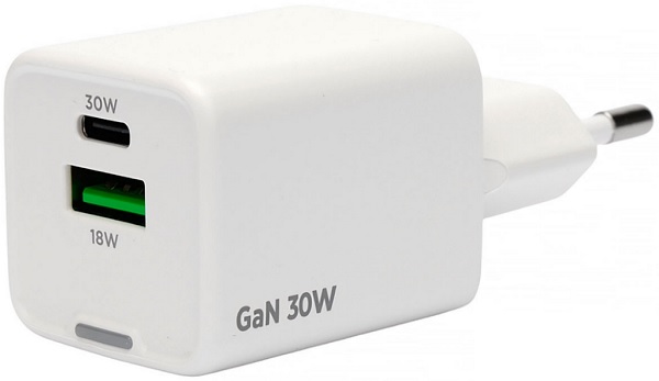 

Зарядное устройство сетевое Cablexpert MP3A-PC-63 Зарядное устройство Cablexpert 30Вт GaN, 3А, QC4.0/PD, 1xUSB, 1xType-C, белый, пакет, MP3A-PC-63