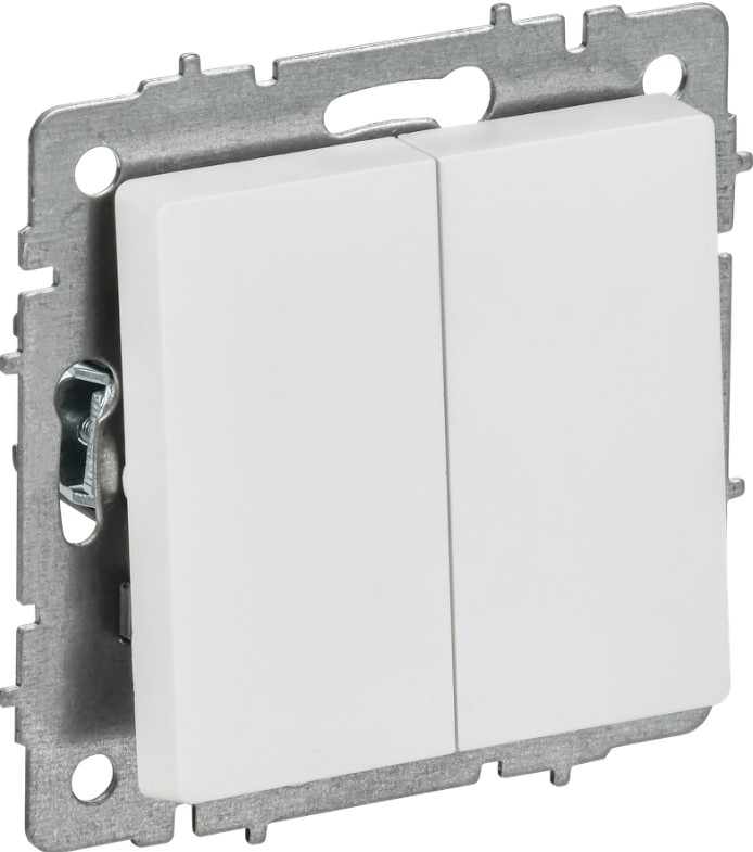 

Переключатель двухклавишный IEK BR-V22-0-10-K91 BRITE 10А ВС10-2-6-БрАБ арктический белый, BR-V22-0-10-K91