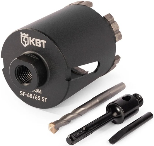 

Коронка КВТ 102560 SF-68/65 5T с адаптером SDS-Plus серия ПРОФИ, 102560