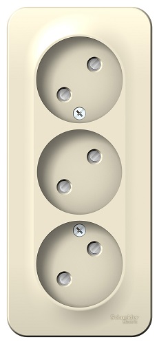 

Розетка Schneider Electric BLNRA001312 3-я б/з со шторками 16А, 250В, изолир. пластина Молочная наруж, BLNRA001312