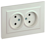 фото Розетка двухместная без заземления в сборе  IEK BR-R20-10-K36-F