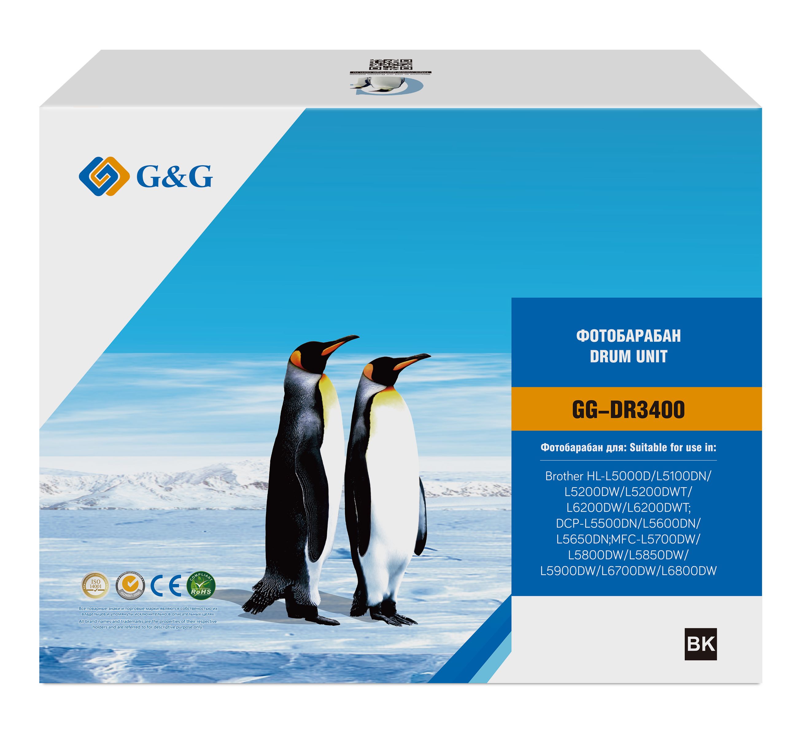 

Драм-картридж G&G GG-DR3400 for Brother HL-L5000D/L5100DN/L5200DW/L5200DWT/L6200DW/L6200DWT;DCP-L5500DN/L5600DN/L5650DN;MFC-L5700DW/L5800DW/L5850DW/L5, GG-DR3400