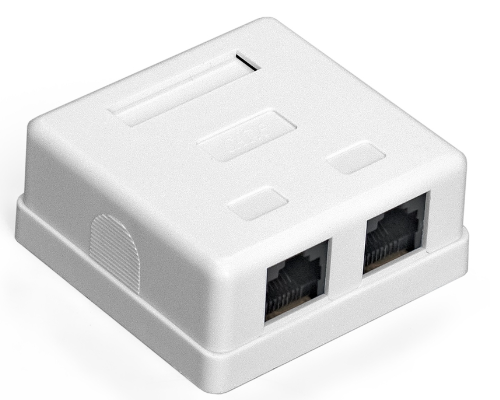 

Розетка Exegate SM2-RJ45-C6 EX292845RUS внешняя двойная, RJ-45 кат.6 UTP Krone/110, SM2-RJ45-C6