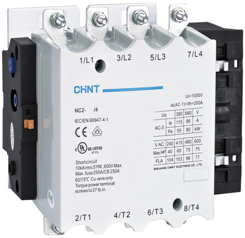 Изображение товара Контактор CHINT 671399 220 В 4 НО мощный электромеханический переключатель