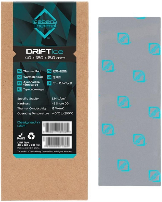 

Термопрокладка Iceberg Thermal DRIFTICE20-A0A 40x80x2,0 mm, 13W/mK, 3.14 g / cm3, DRIFTICE20-A0A