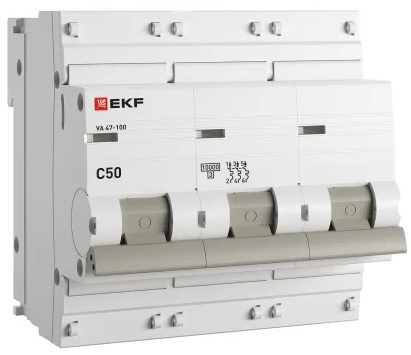 Изображение товара Автоматический выключатель EKF mcb47100-3-50C-pro для защиты цепей 50 А 400 В IP20