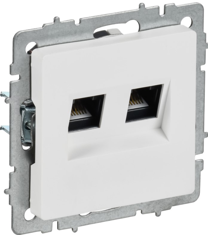 

Розетка компьютерная IEK BR-K20-2-K91 BRITE двойная RJ45 кат.6 РК11-2-БрАБ арктический белый, BR-K20-2-K91