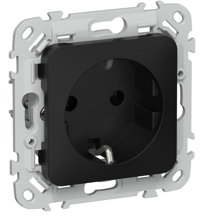 

Розетка с заземлением IEK FI-R11-16-K02 FLITE без защитных шторок 16А РС11-0-ФлЧ черный, FI-R11-16-K02