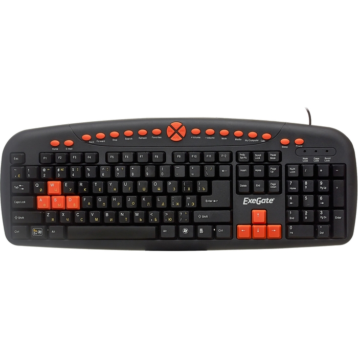 

Клавиатура Exegate LY-504M EX280435RUS USB, полноразмерная, 124кл., Enter большой, мультимедиа, длина кабеля 1,5м, черная, Color box, LY-504M