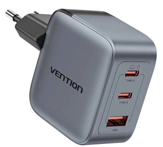 Изображение товара Зарядное устройство Vention FEXH0-EU с быстрой зарядкой и тремя разъемами