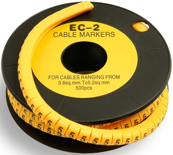 

Маркер на кабель Cabeus EC-2-5 д.7.4мм, цифра 5, EC-2-5
