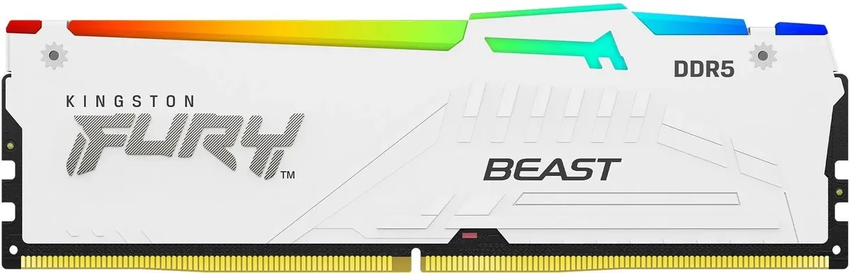 

Модуль памяти DDR5 16GB Kingston FURY KF564C32BWEA-16 Beast white PC5-51200 6400MHz CL32 1.4V, EXPO, XMP, радиатор, KF564C32BWEA-16