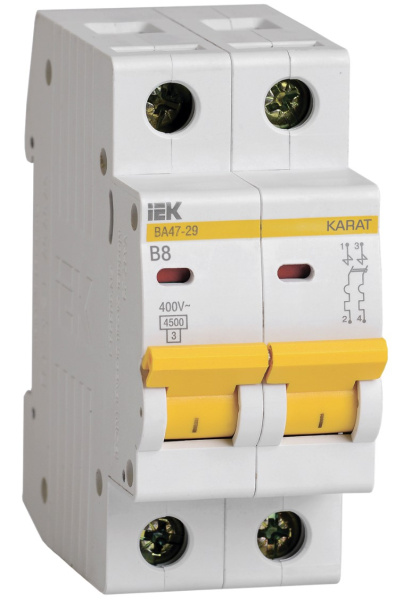 Изображение товара Автоматический выключатель IEK MVA20-2-008-B 8А IP20 серия KARAT