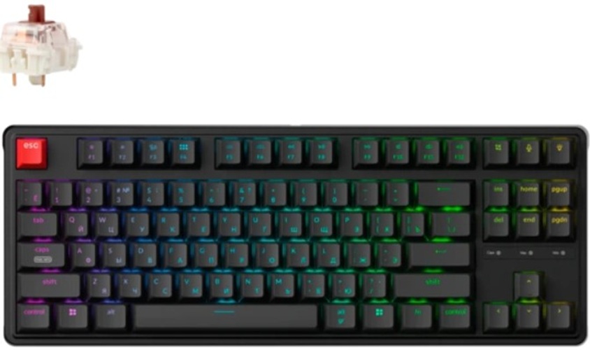 

Клавиатура Keychron C3 Pro C3PX-H3Z-RU TKL, механическая, 87 клавиш, цвет Black, переключатели Super Brown, C3 Pro