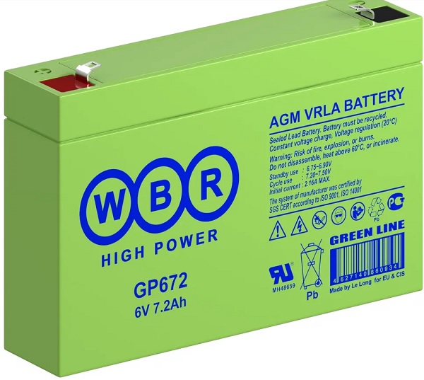 

Аккумулятор WBR GP672 WBR 7,2Ач, GP672 WBR